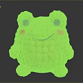 Adorable Green Plush Frog Toy With Big Black Eyes And Pink Cheeks