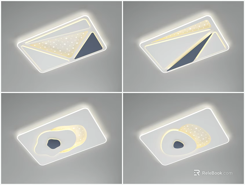 Modern Ceiling Light Fixtures With Geometric Patterns And Decorative Panel Styles 3d model 