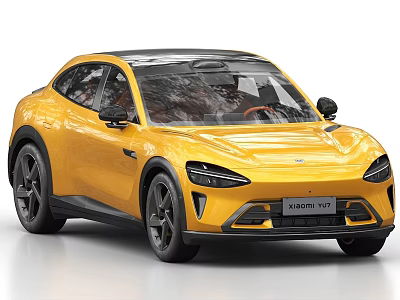 Yellow KIDDEM V07 Modern Electric Car With Sleek Aerodynamic Body Design 3d model