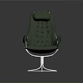 Green Modern Accent Chair With Tufted Design And Velvet Upholstery And Circular Metal Base