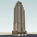 Tall Modern Building With Classical Design Elements And Decorative Top Structure 3d model