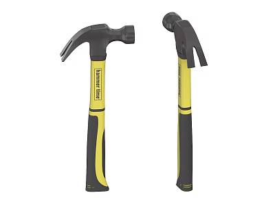 Hardware Tools Two Hammers With Black Yellow Handle Design And Grip 3d model