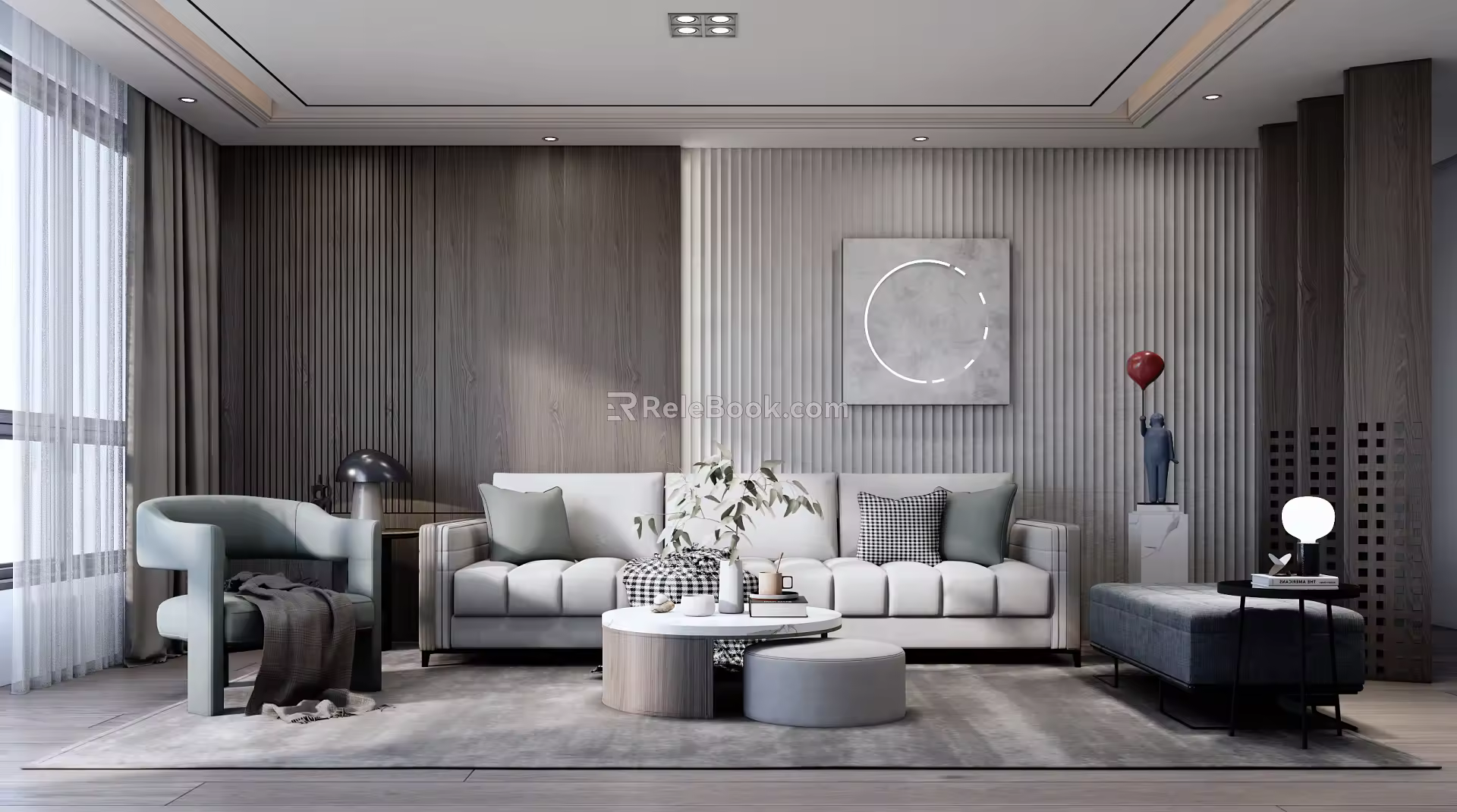 Modern sofa coffee table combination 3d model