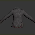 Gray Turtleneck Sweater With Worn Details And Red Lining On Gray Background 3d model