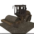 Old Rusty Road Roller Construction Vehicle With Worn Metal Body And Large Drum