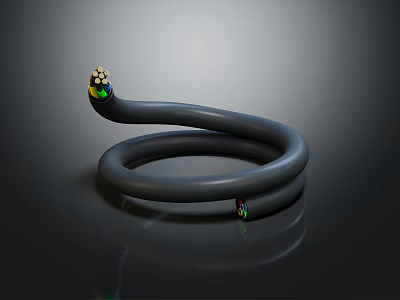Gray Snake Like Decorative Object With Colorful Spheres On Both Ends 3d model