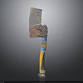 Modern Transparent Blade Axe Featuring Yellow And Blue Handle With Metal Parts