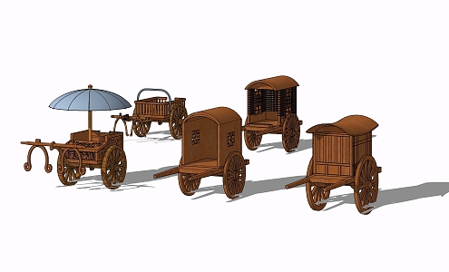 Chinese solid wood carriage 3d model