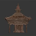Traditional Wooden Pavilion Architecture With Multi Tiered Roof And Curved Eaves