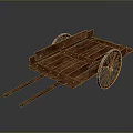 Rusty Vintage Wooden Cart With Spoked Wheels And Weathered Planks
