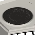 Starlit Circular Black Ceiling Design With Modern Ambient Lighting And Decor 3d model