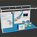 HearSonic Exhibition Booth Featuring White Frame Blue Floor Hearing Aids Display Lighting And Seating
