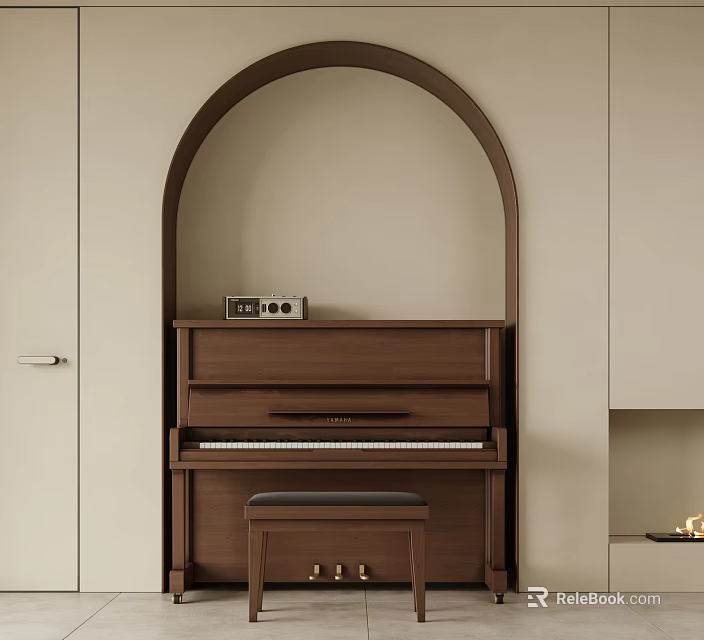 Musical Instruments and Art Supplies Creative Indoor Setup with Piano Brushes and Canvas 3d model 