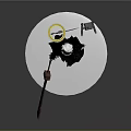 Anime Style 3D Female Character Model With Black Outfit Weapon And Stand Base