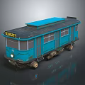 Vintage Blue PROGRES Tram with Classic Design Metal Body and Retro Wheels