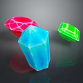Vibrant Geometric Gemstone Crystals Red Blue Green with Polished Faceted Surfaces