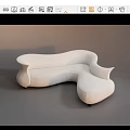 Irregular Shaped Sofa With Light Colored Fabric And Modern Curved Lines For Minimalist Interior 3d model