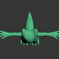 Green Humanoid Game And Movie Character With Cat Ears Yellow Eyes And Outstretched Arms