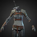 Medieval Armor Clothing Model With Sword Chainmail Leather Straps And Gauntlet