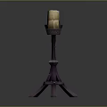 Elegant Dark Candelabra Furniture Design With Three Lit Candles And Intricate Stand