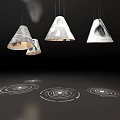 Art Installation With Hanging Cone Shaped Structures And Circular Floor Patterns