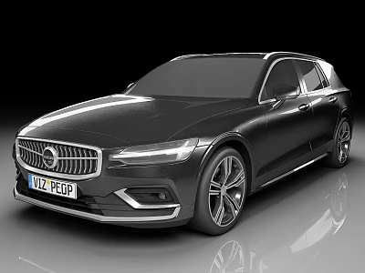 Volvo Black Wagon Modern Design With LED Headlights Multi Spoke Alloys And Sleek Body Lines 3d model