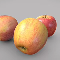 Fresh Ripe Red and Yellow Apples With Juicy Shiny Texture And Three Fruits