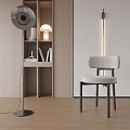 Modern Minimalist Dining Chair In Light Wood Interior With Shelf And Floor Lamp