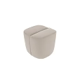 Beige Fabric Stool With Soft Cushion And Decorative Strap For Home Interior Design
