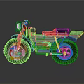 Unique Teal Three Wheeled Motorcycle With Brown Seat And Modern Design