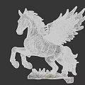 White Winged Horse Pegasus Sculpture As Decorative Garden Ornament For Outdoor Spaces