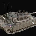 Military Tank Weapon With Camouflage Paint Cannon Tracks And Number P2