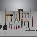 Essential Hardware Tools Collection With Hammers Wrenches Pliers Axes Shovels And Rakes