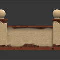 Symmetrical Decorative Railing with White Spherical Tops Red Edges and Beige Panel Architectural Decor Piece