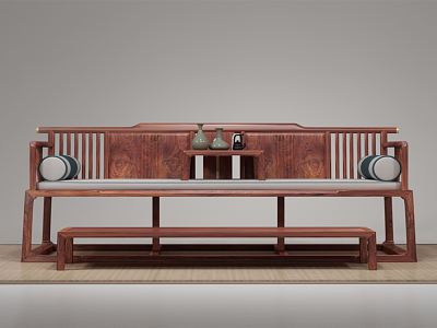 New Chinese Style Rohan Bed Redwood Rohan Bed 3d model