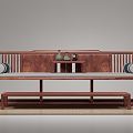 New Chinese Style Rohan Bed Redwood Rohan Bed 3d model