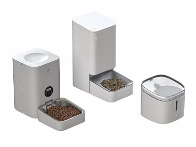 White Automatic Pet Feeder Devices With Food Storage And Dispenser Design 3d model
