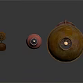 Three Unique Lamps With Vintage Copper Design And Pink Lampshade