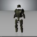 Mechanical Green Robot With Helmet White Star On Chest And Standing Mechanical Structure 3d model