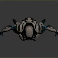 Futuristic Mechanical Character Design With Blue White Armor And Tech Elements