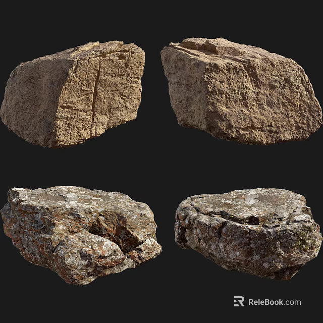 Natural Stone And Wood Decorative Materials For Rustic Interior Design Elements 3d model