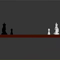 Wooden Chessboard with Black and White Chess Pieces Arranged on Checkerboard