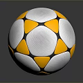 Professional Soccer Ball With White Yellow Black Geometric Pattern And Shiny Surface