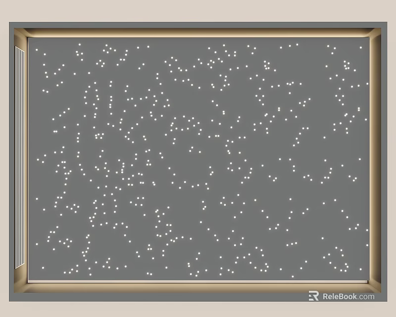 Elegant Ceiling Design With Gray Background White Dots And Golden Frame 3d model 