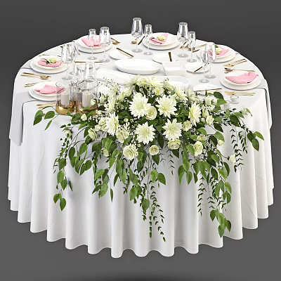 Modern Dining Table Tableware 3d model