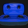 Wireless Bluetooth Earbuds with Blue Open Charging Case and Modern Design