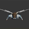 Winged Fantasy Warrior In Blue White Armor With Large White Wings Standing