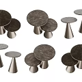 Modern Round Coffee Tables With Marble Top And Metal Base Design 3d model