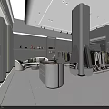 Modern Minimalist Clothing Store Interior With White Display Shelves Clothing Racks And Sofa