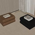 Modern Brown and Black Wooden Bedside Tables with Double Layers and Books on Top